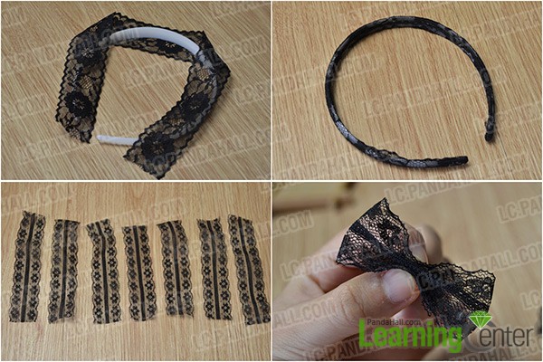 wrap headband and make a lace bow