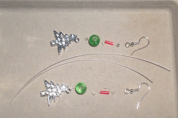 Materials for making Christmas earrings