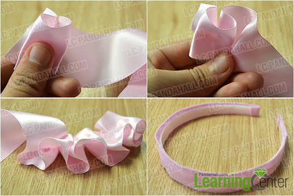 fold a ruffled ribbon and decorate headband