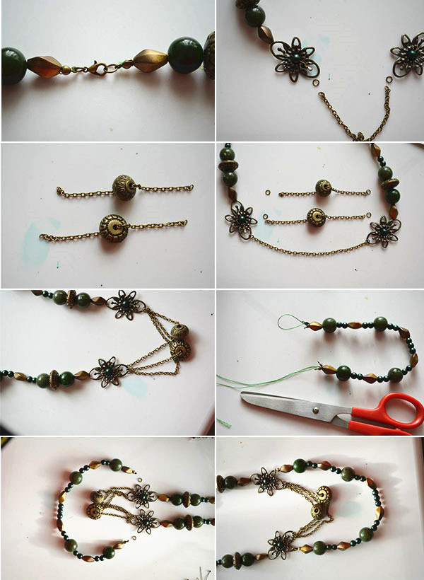 add chains to shape the basic necklace