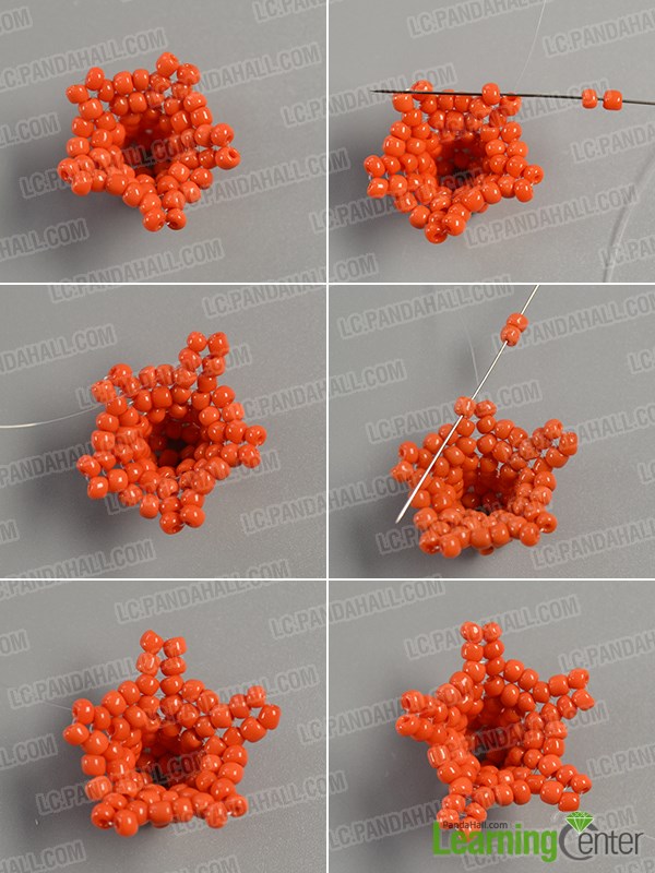 Continue to add more orange seed beads