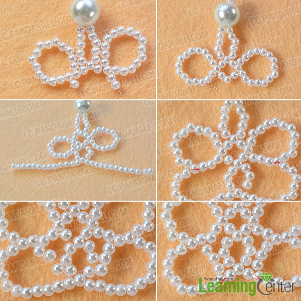 make the second part of white pearl beaded collar necklace