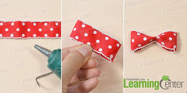 Make red and green ribbon bow