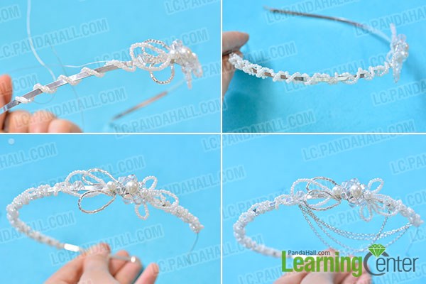 Finish the white pearl wedding headband