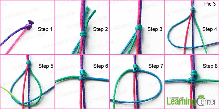 braiding the bracelet with nylon threads