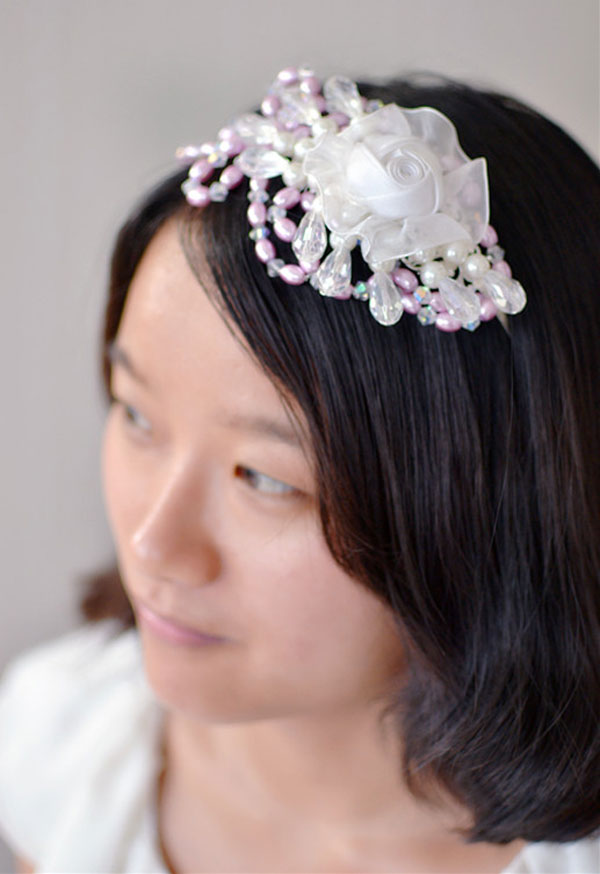 When you see the final look of this beaded headband with ribbon organza flower, you will feel it is worthwhile to spend time and efforts on it.