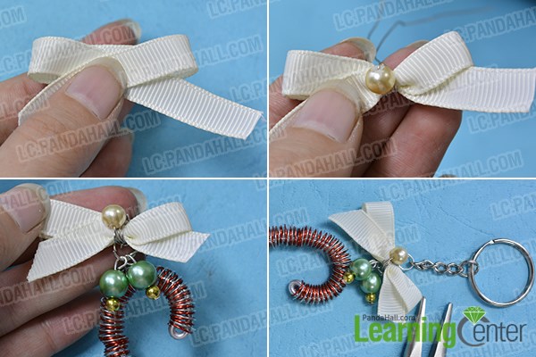Attach beads and ribbon bow