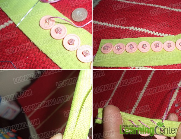 attaching buttons and beads on fabric and fold fabric