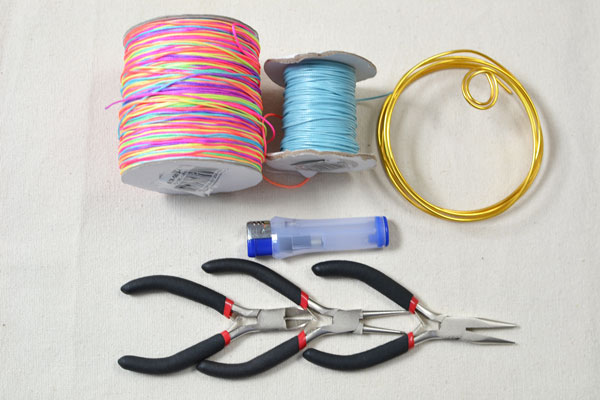 materials needed in DIY the rainbow nylon cord umbrella