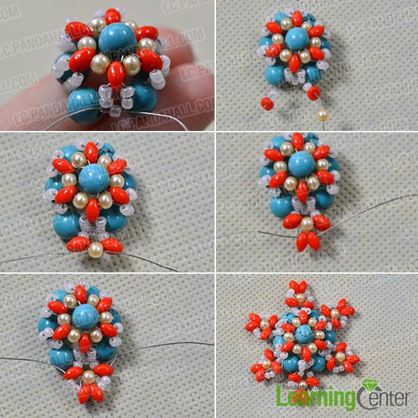 make the third part of the leather cord and seed bead flower bracelet