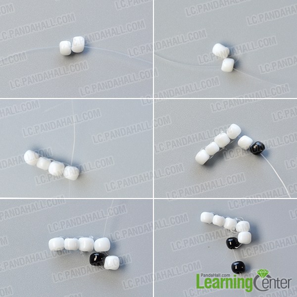 make the first part of the white and black bead skull earrings