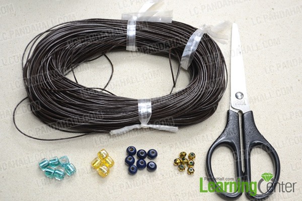 Necessities for this beaded and braided leather bracelet: