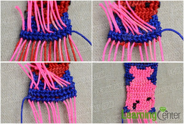 Step 4: Braid the pink fish pattern
