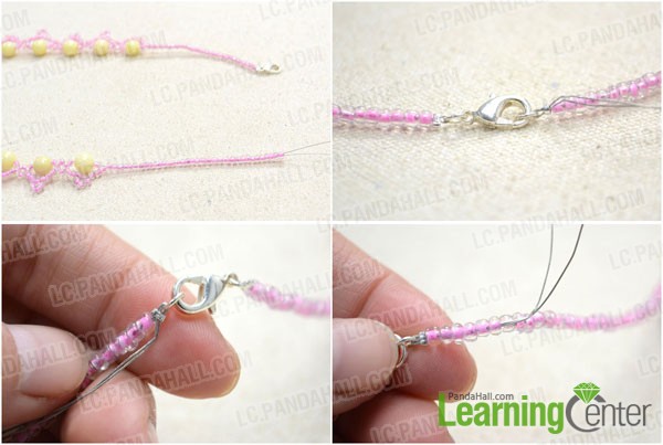 repeat the step 1&2 backwards to finish entire seed bead necklace pattern