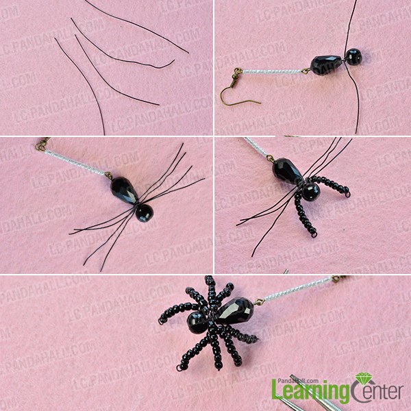 Finish the beaded spider earrings
