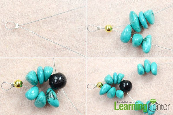Instruction on making turquoise and black necklace