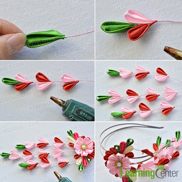 make the third part of the Japanese ribbon hair accessories