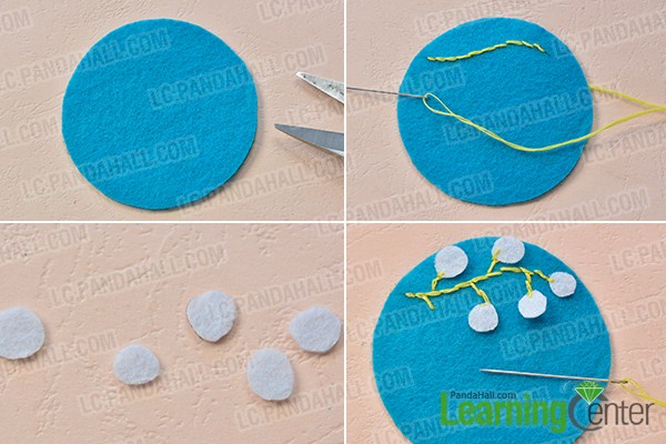 make the first part of the blue felt butterfly and flower brooch