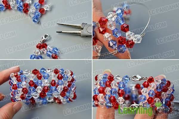 make the rest part of the blue and red glass bead bracelet