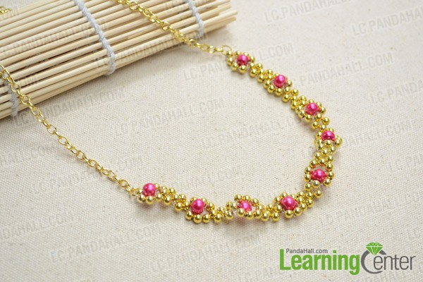 The beaded flower necklace pattern will look like: