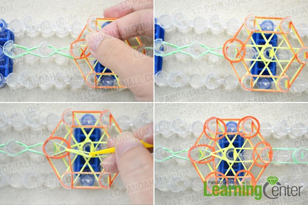 making sunflower rubber band rings with loom