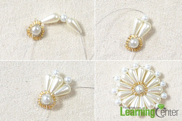 Add more pearl beads to make a pearl beaded flower
