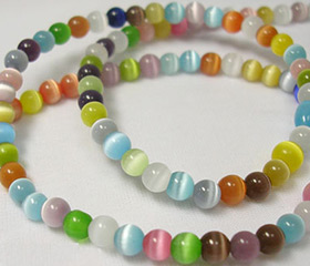 Cat Eye Beads Strands, Round, Mixed Color, 4mm, Hole: 0.8mm; about 95pcs/strand, 16"