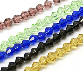 Glass Beads Strands, Faceted, Bicone, Mixed Color, about 6mm in diameter, hole: 1mm, 52pcs/strand, 13"