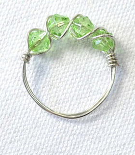 4 Steps on How to Make a Wire Wrapped Ring with Green Beads