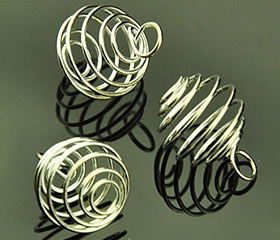 Iron Wire Wrapped Pendants, Oval, Platinum, 16x13mm, Hole: 4mm 