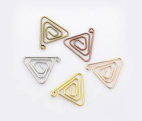 Wire Wrapped Triangle Plating Iron Pendants, Mixed Color, 22x23x1mm, Hole: 2mm 