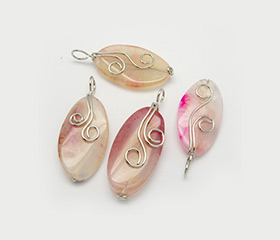 Natural Gemstone Big Pendants, Pink Agate, with Brass Pendant Bails, Dyed, Pink, Size: about 24~25mm wide, 58~64mm long, 6~10mm thick, hole: 4mm