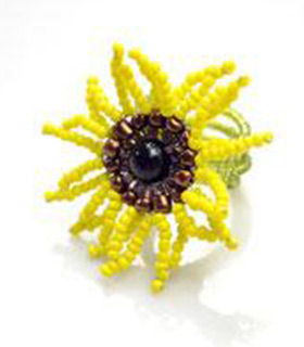 Instructions on Making Memory Wire Ring with a Seed Bead Sunflower