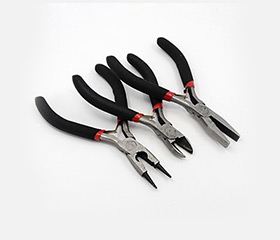 DIY Jewelry Tool Sets, Polishing Round Nose Pliers, Flat Nose Pliers and Side-Cutting Pliers, Black, 110~125x60~70mm; 3pcs/set