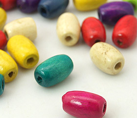 Wooden Beads, Dyed, Rice, Mixed Color, about 8mm wide, 12mm long, hole: 3mm
