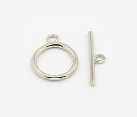 Platinum Color Brass Bar & Ring Toggle Clasps for Jewelry Making, Size: Toggle: about 14mm in diameter, 18.5mm long, Tbar: 20mm long, 2mm wide, hole: 1mm