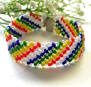 Rainbow 2-Hole Seed Beaded Bracelet 