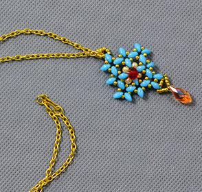 2-Hole Seed Beads Chain Pendant Necklace