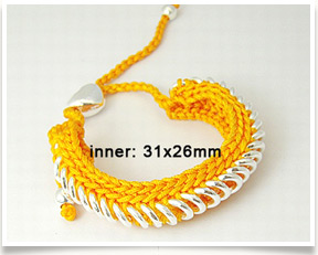 Fashion Friendship Bracelets, Handmade Bracelet, with Alloy Beads, Gold, Size: about 15mm wide, 31x26mm inner diameter