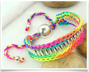 Fashion Friendship Bracelets, with Alloy Pendant and Nylon Cord, Colorful, 53mm 