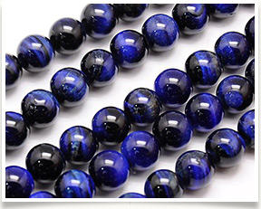 Natural Tiger Eye Beads Strands, Dyed, Round, MediumBlue, 12mm, Hole: 1mm