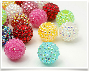 Resin Rhinestone Beads, DIY Spacer Beads for Tassels Earrings, Round, Mixed Color, 14mm, Hole: 3mm