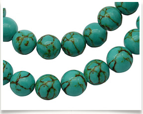 Synthetic Turquoise Beads, Dyed, Round, DarkTurquoise, Size: about 6mm in diameter, hole: 1mm, 66pcs/strand