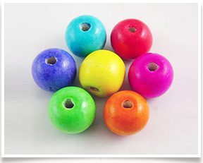Wood Beads, Mixed Color, Round