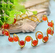 How to Make a Gold Wire Wrapped Wave Bracelet with Red Agate Beads