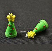 How to Make Red and Green Paper Quilling Christmas Tree Earrings Quickly