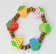 Kids Wood Bracelets, Lovely Beaded Bracelets, Stretchy, Children's Day Gift, Lead Free, Coffee, 45mm 
