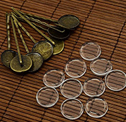 25mm Transparent Clear Domed Magnifying Glass Cabochon Cover for Iron Hair Bobby Pin DIY Making, Antique Bronze, 63x19x2mm 