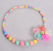 Acrylic Beads Kids Necklaces, with Organza Flower and Imitation Pearl Acrylic Beads, Colorful, 19.68