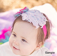 Cute Elastic Baby Girl Headbands, Dyed Feather Headbands with Flower, Thistle, 120mm